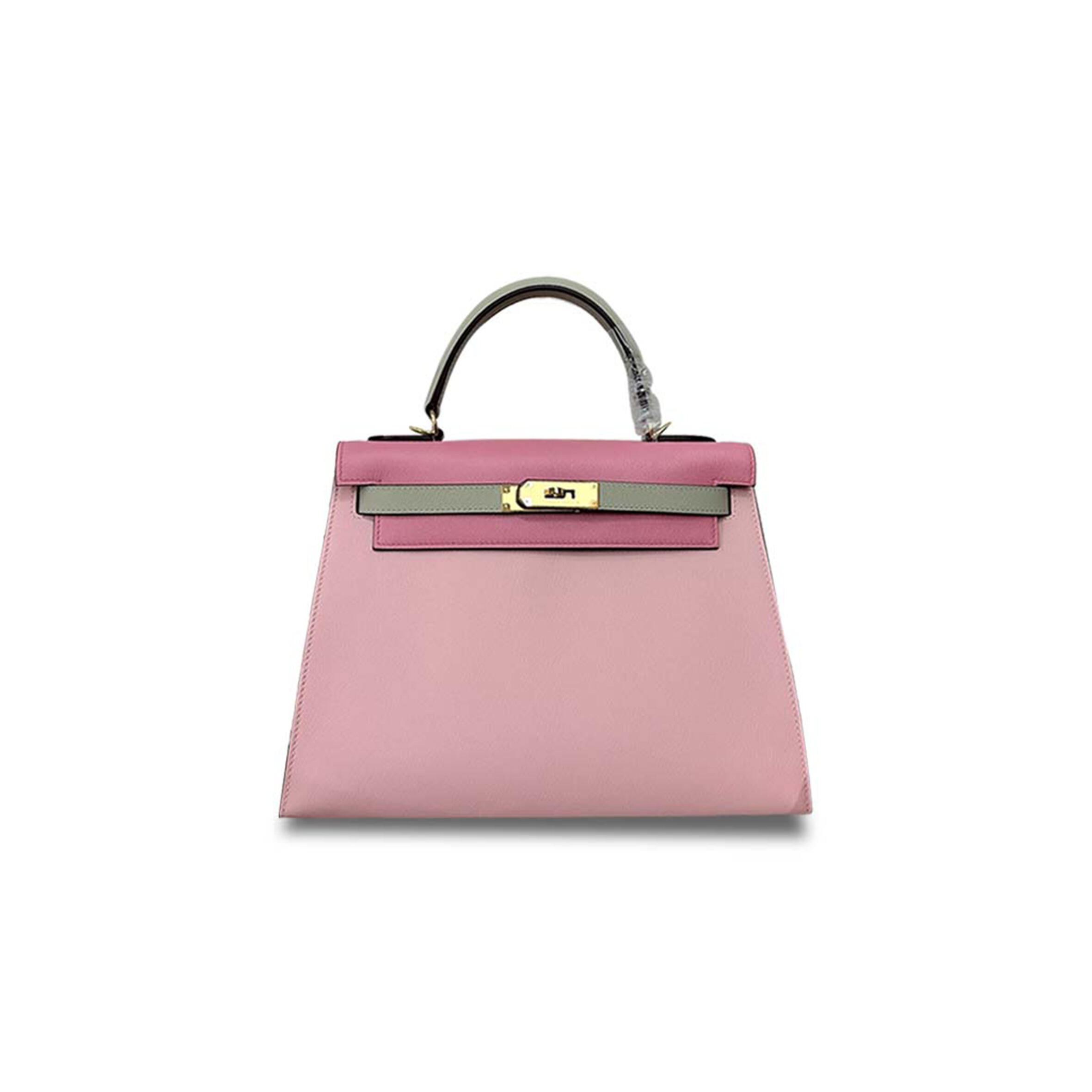 H**me5 KELLY 28 CHEVRE SAKURA PINK 3Q PINK PEARL GRAY GOLD BUCKLE (28*22*10cm) Master Quality